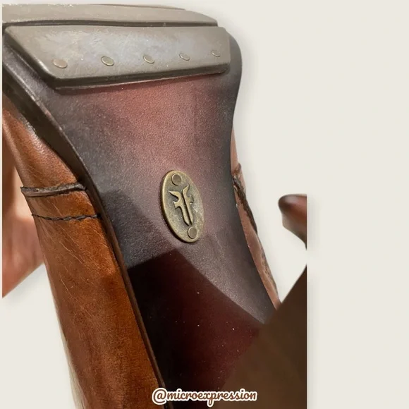 $699 Frye Parker Lace-Up Victorian Brown Leather Tall Bohemian Knee High Boot - Picture 11 of 16